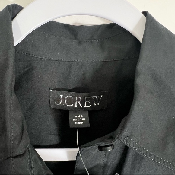 J. Crew Amelia Cotton Poplin Shirt Dress in Black Size XXS Mini Ruffled - Picture 7 of 12